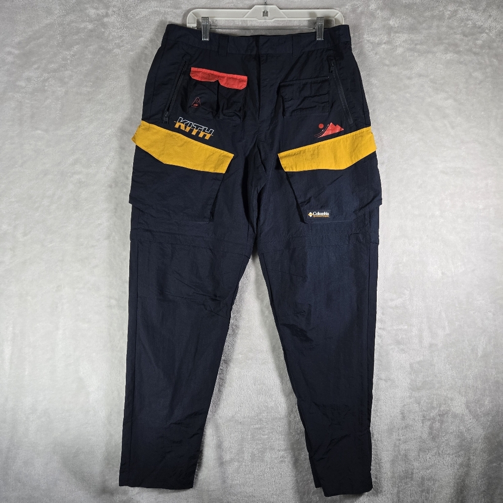 Kith x Columbia Chuting Convertible Cargo Pant Mens Sz 34x32 Navy Blue Ankle Zip